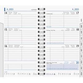 BRUNNEN Weekly Replacement Calendar Model 756 (2025), 2 Pages = 1 Week, A6, 144 Pages, White