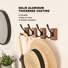 4 Pack Walnut Wood Wall Coat Hooks for Hanging, Adhesive