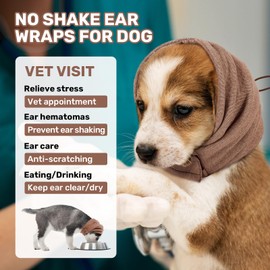LEOTRAG Dog Calming Hoodie, No Shake Ear Wraps for Dogs, Adjustable Dog Ear Muffs for Noise Protection, Ear Wrap Head Cover for Head Warp Anxiety Relief, Hematoma, Grooming and Force Drying
