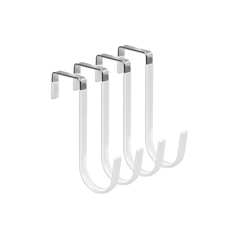 Gancho para Puerta Timotech Set de 4 Percheros Metálicos Blancos