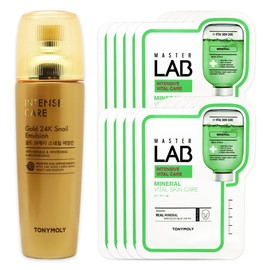 Tony Moly Intense Care Gold 24K Snail Emulsion + Master Lab Mineral Mask Sheet 10 sheets free / 토니모리 인텐스 케어 골드 24K 스네일 에멀전+마스터랩 미네랄 마스크시트 10매 증정
