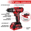 Red Drill Tool Kit Set: 20V Cordless Power Drill Tool