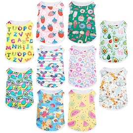 10 Pieces Lovely Puppy Shirts Print Dog Clothes Breathable Pet Cartoon Dog T Shirt Clothes Sweatshirt for Small Dogs Puppy Cats (Small)