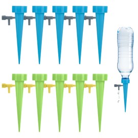 EBQOSK Self Watering Planter Insert, 20 Pack Self Watering Spikes with Adjustable Control Valve Switch - Auto Vacation Plant Watering Devices for Indoor and Outdoor Pots