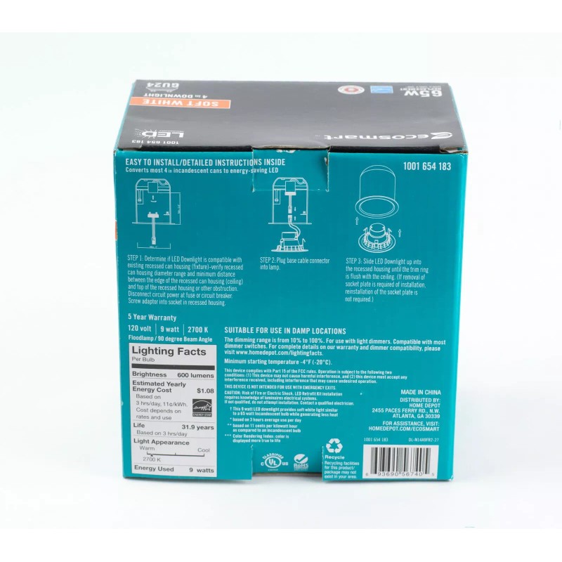 Eco-Smart Ecosmart 65w 4 Inch Replacement LED Soft White Finish