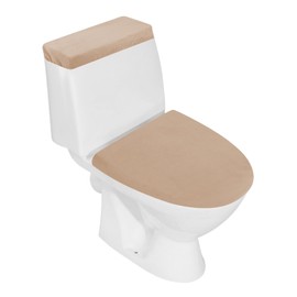 Stretch Velvet Toilet Lid Cover and Toilet Tank Lid Cover, Bathroom Super Soft Toilet Lid Cover Set Luxury Velvet Plush, with Elastic Bottom, Machine Wash, Camel