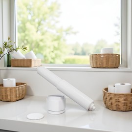 White Adjustable Tissue Box Paper Roll Core Replacement Bathroom Plastic Toilet Paper Roll Spring Cores Roller Holder Rods Toilet Holders