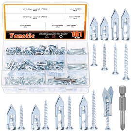Tanstic 200Pcs Self Drilling Drywall Anchors with Screws, 4 Different Sizes Drywall Self Drilling Anchors Steel Wall Anchor with Screwdriver Bit for Wall Hanging (Blue)