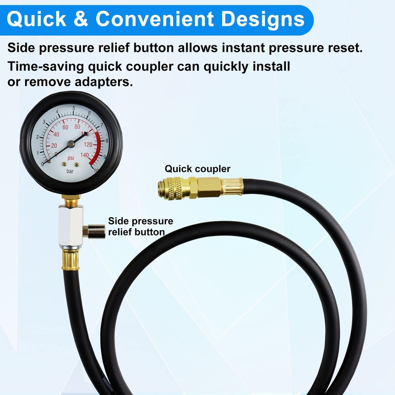 JoyFans Oil Pressure Tester Tool, 0-140PSI Oil Pressure Gauge Kit