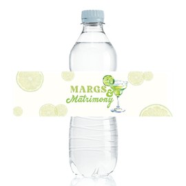 Margs & Matrimony Bachelorette Party Favors, Fiesta Bachelorette Weekend Water Bottle Sticker Labels, Summer Bride to Be Champagne Wine Label - Set of 24