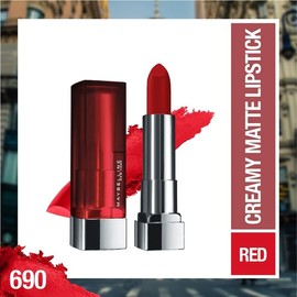 Maybelline Color Sensational Lipstick, Lip Makeup, Matte Finish, Hydrating Lipstick, Nude, Pink, Red, Plum Lip Color, Siren In Scarlet, 0.15 oz; (Packaging May Vary)