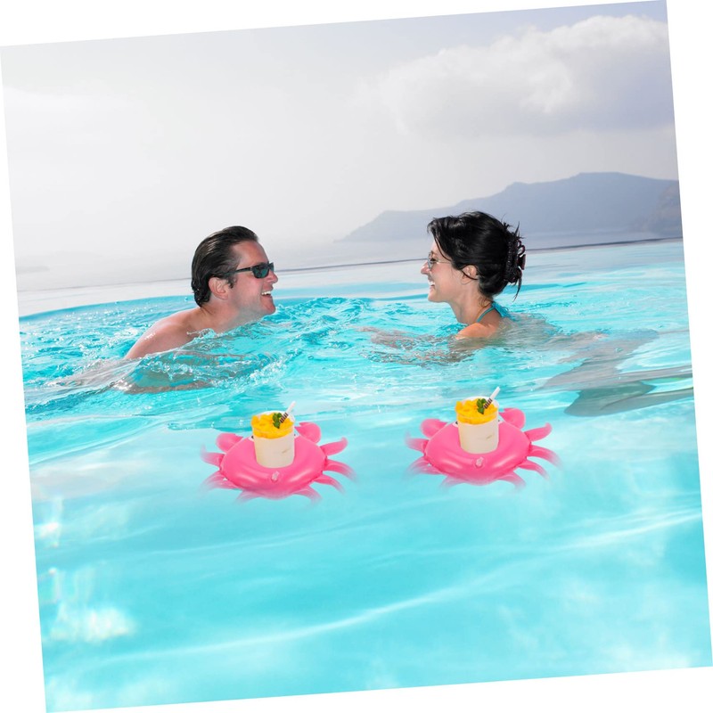ORFOFE 4pcs Inflatable Drink Holder Cartoon Cup Floats for Pool