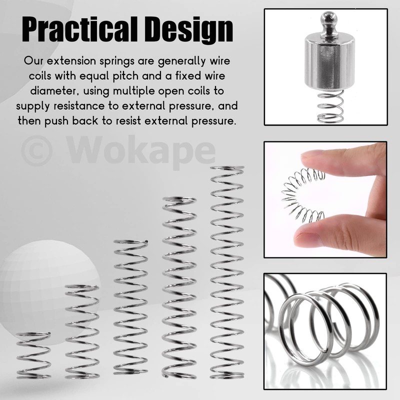 Wokape 100pcs 0.8mm Thick Compression Spring Assortment Kit, 5 Sizes
