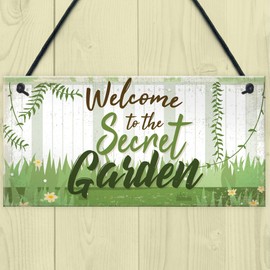 RED OCEAN Welcome To The Secret Garden Hanging Plaque Garden Shed SummerHouse Sign Gifts For Her