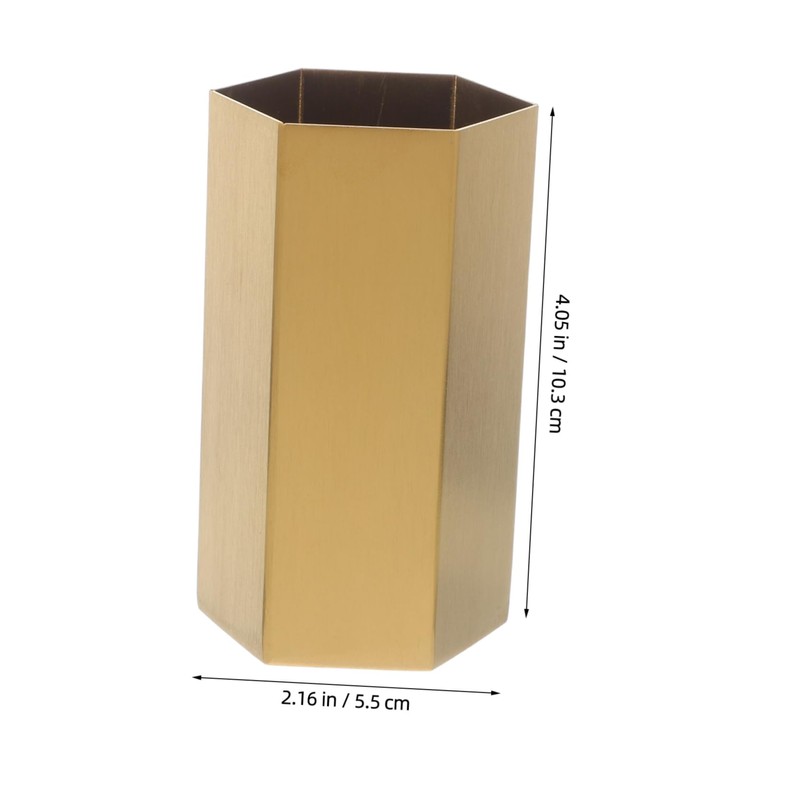 COHEALI Minimalist Stainless Steel Hexagonal Pen Holder Elegant Gold Makeup