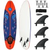 Red 6 Feet Surfboard with 3 Detachable Fins for Surfingcolor:
