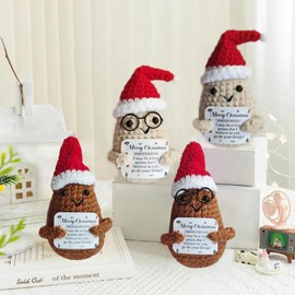 Hoepavy Positive Crochet,Emotional Support Crochet,Hand Woven Cute Potato Ornaments,Positive Energy Card Yarn Knitted Dolls,Suitable For Office,Home,Desktop,And Car Decoration