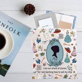CMNIM Little Book Women Inspired Gift Bookish Tote Bag LMA Book Lovers Gifts Novelist Gifts Literary Reusable Grocery Bags (I am not afraid of storms TE)