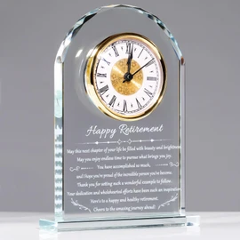 YWHL Retirement Clock Gifts for Women & Men, Best Happy Retirement Glass Plaque for Coworkers Boss, Going Away Retired Gifts for Friends, Farewell Goodbye Presents Ideas