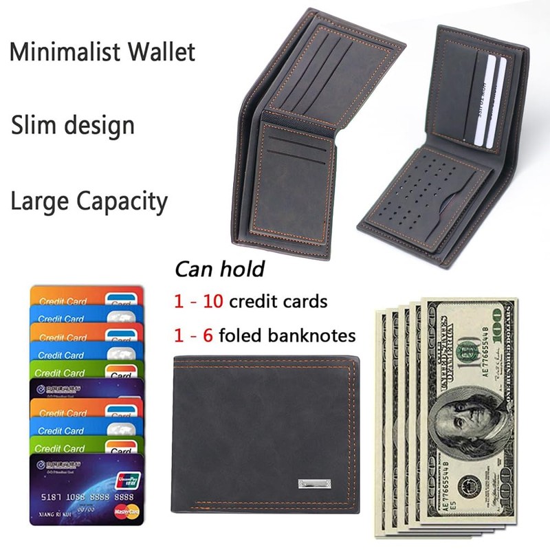 ROUGH FIT Men RFID Blocking Bifold Wallet, PU Leather Credit