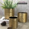 WGVI Gold Etched Ceramic Cylinder Vase Width 3.75" Height 4",