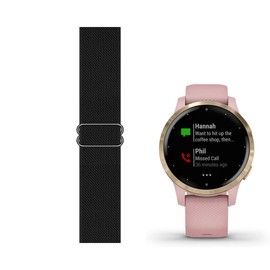 C2D JOY Stretchy Loop Strap Compatible with Garmin Forerunner 255S Venu 2S and vivoactive 4S Watch Band Adjustable Elastic Nylon Wristband - 18MM Black