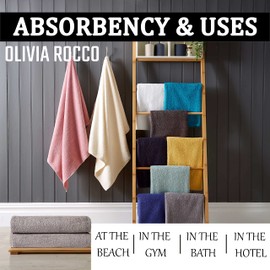 Olivia Rocco Pack Of 2 Bath Sheets Everyday 100% Cotton Multi Purpose Travel Gym Holiday Towels, Silver
