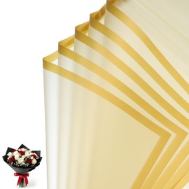 PATIKIL 20 Sheets Flower Wrapping Paper, Frosted Waterproof Bouquet Wrapping Paper Florist Supplies Packaging Paper for DIY Crafts Wedding Birthday Gift, Gold