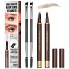 2 Pack 4-Tip Microblading Eyebrow Pen with 2 Brow Brushes,