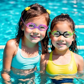 Berallo Kids Swim Goggles, 2 Pack Full Protection Swimming Goggles No Leaking Anti-Fog Child Age 3-14 (Green & Purple)