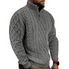 Comdecevis Wool Sweater for Men Quarter Zip Cable Knit Sweatshirt