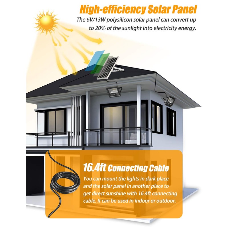 kakalights Solar Flood Light Outdoor 1000LM Dual 6000K Bright White