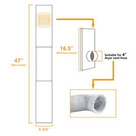 LBG Products Dryer Vent Window Kit with Weather-proof Louvered Vent Cover for 4" Diameter Dryer Vent Hose,Adjustable Window Seal Plates Kit for Sliding Windows and Hung Windows,Up to 47 inches