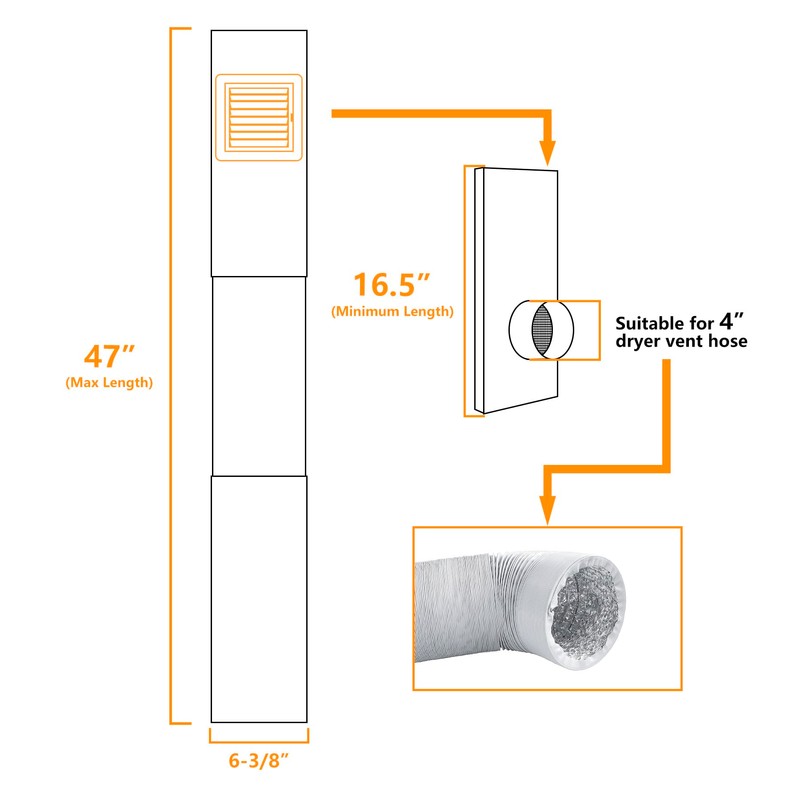 LBG Products Dryer Vent Window Kit with Weather-proof Louvered Vent