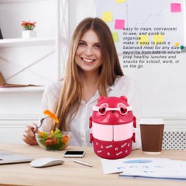 Fiambrera Bento, Contenedor De Almuerzo Con Aislamiento Térmico, Tapa Hermética, Forma De Oso, Para Adultos, Adolescentes, Material PP, Con Asa, Escuela, Trabajo, Camping (Rosa)