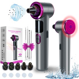 Blackhead Remover Vacuum with Heating, Blackhead Extractor 3 Adjustable Suction Levels 9 Modes, Pore Vacuum Blackhead Suction Remover, Comedone Extractor Kit for Deep Pore Cleaning (Purple)