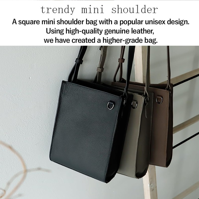 Gratante abb-g0019 Genuine Cowhide Leather Square Mini Shoulder Bag, Women's