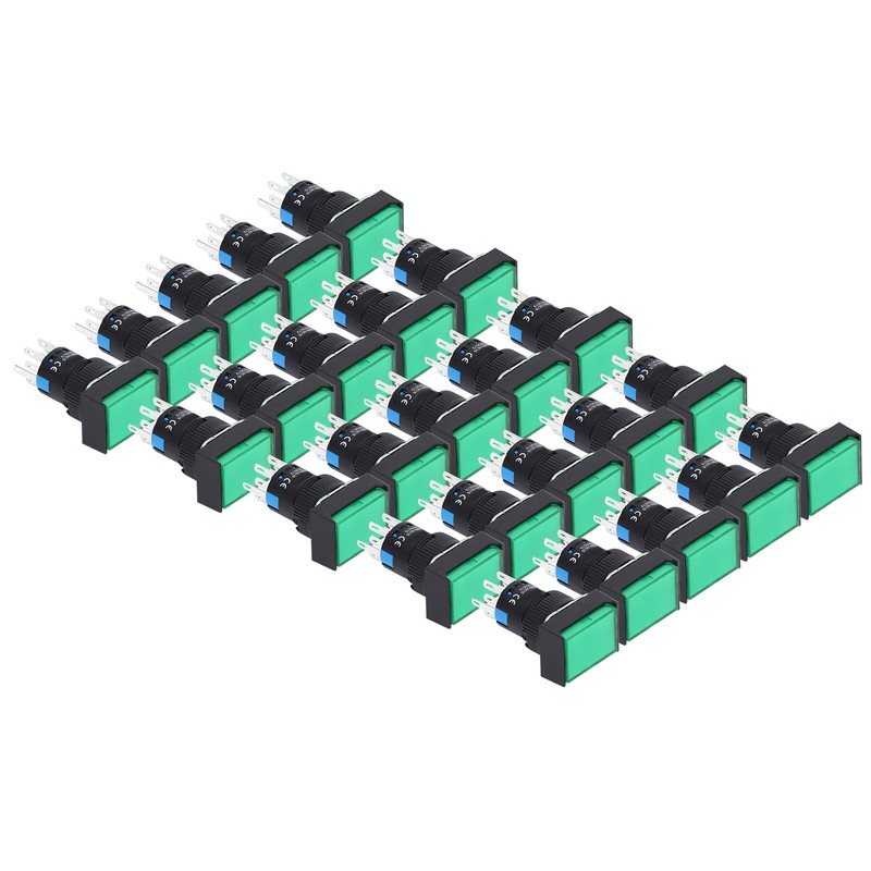 25Pcs Squares Push Button Switch ABS Brass Self Locking with