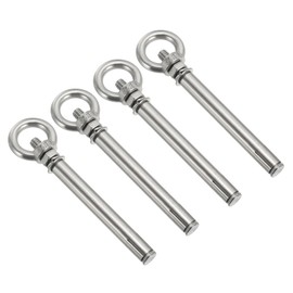 PATIKIL Expansion Eye Bolt M8x120mm, 4 Pack 304 Stainless Steel Shoulder Anchors Eyebolt Screw with Eye Ring for Concrete Brick Walls Canopy Engineering Rigging Silver