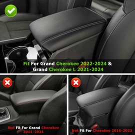 INTGET Car Center Console Armrest Cover for Jeep Grand Cherokee 2022 2023 2024 2025/Grand Cherokee L Accessories 2021-2025 Arm Rest Box Dog Seat Cover Console Lid Protector(Carbon Fiber Texture)