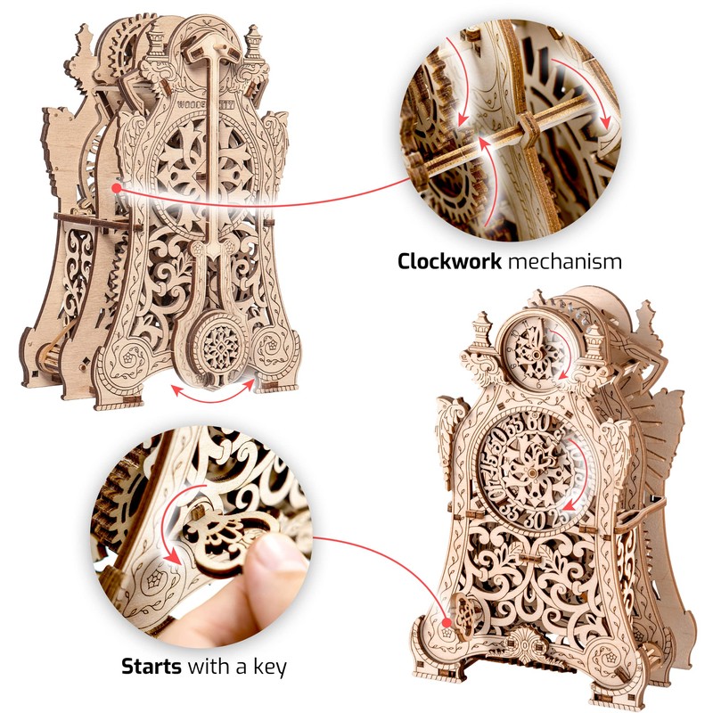 WOODEN.CITY Magic Clock 3D Wooden Puzzle for Adults – Mechanical