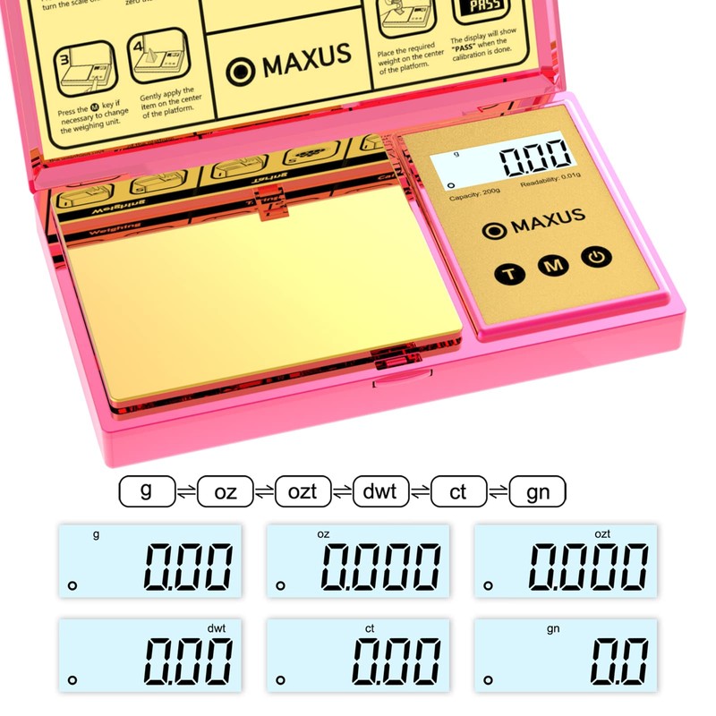 MAXUS Digital Gram Scale with 200g x 0.01g Capacity, Stylish
