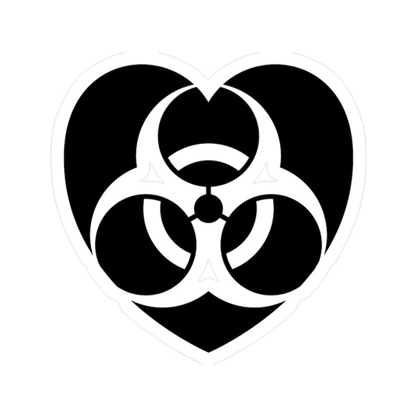 CafePress Biohazard HeartBl Small Die Cut Sticker, 3"x4" Glossy Finish