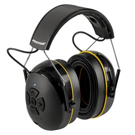 Bluetooth Hearing Protection NRR 25dB Integrated Microphone,Hands-Free Noise Cancelling Headphone with Soft Gel Ear Pads,Rechargeable Safety Earmuffs for Mowing,Workshop Working(Black)