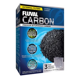 Fluval Carbon Filter Media for Aquariums, Premium Bituminous Carbon Inserts, 100-gram Nylon Bags, 3 Count (Pack of 1), A1440