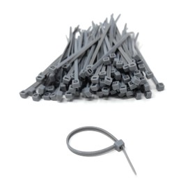 Nylon Cable Ties, 100mm x 2.5mm, Pack of 100, Plastic Zip Tie Wraps, Self-Locking (Grey)