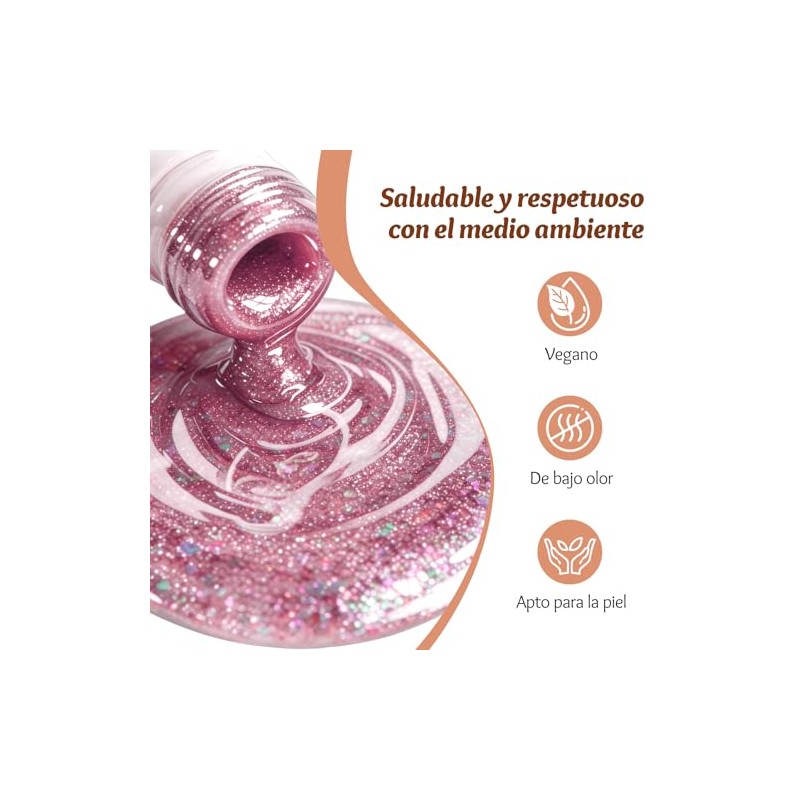 CHERIMOYA Esmalte Glitter en Gel Brillos Multicolor para Uñas 15ml