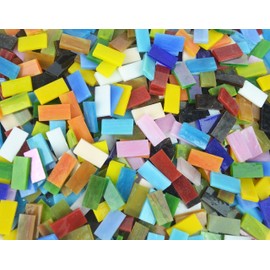 Lanyani 400 Pieces/17.6oz Rectangle Mosaic Tiles Stained Glass for Crafts and Home Decorations Assorted Colors Textures