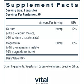 Vital Nutrients Calcium Magnesium (citrate Malate )100 Cáps