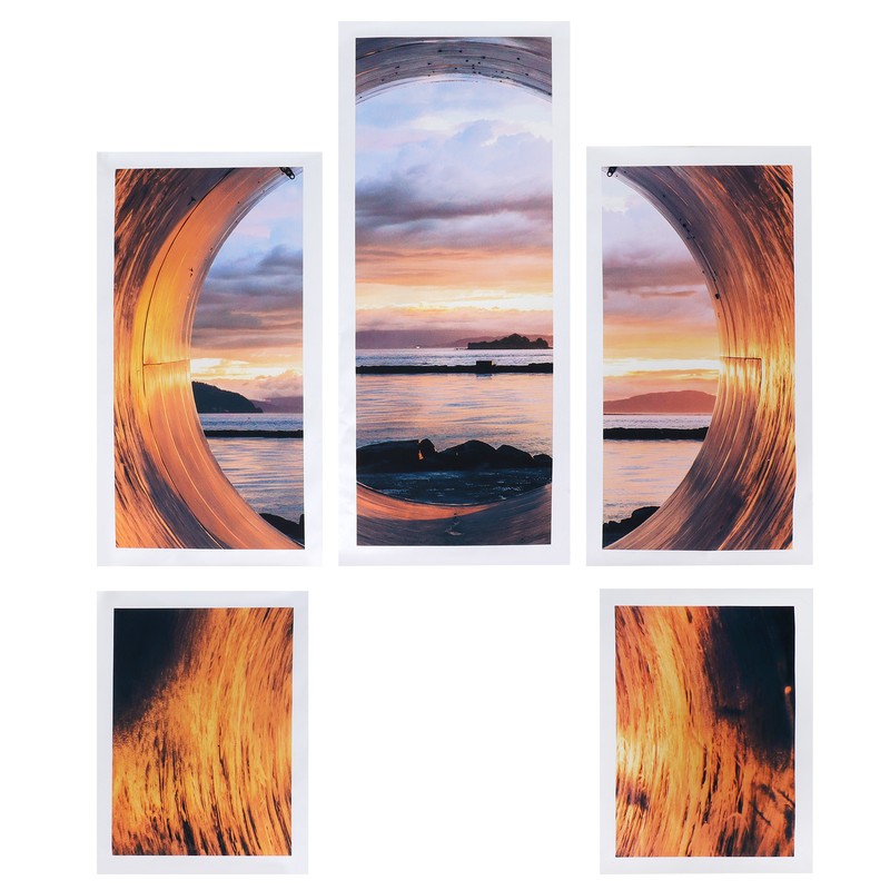 5PCS Frameless Canvas Painting Seaport Pattern Wall Art Picture for